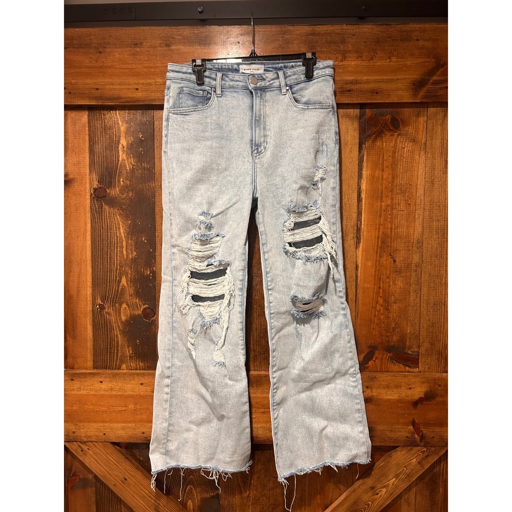 Risen Jeans Distressed Wide Leg Light Wash Denim RDP5130 Size 11/30 Distressed